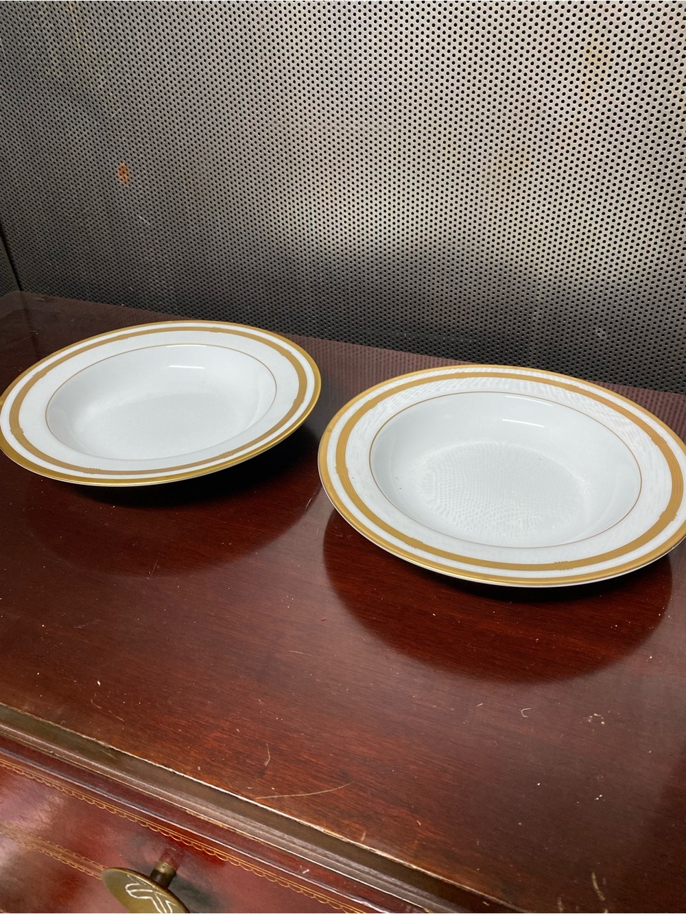 Christian Dior Classic White and Gold Rim Soup Bowls - Porcelain Vintage Rare
